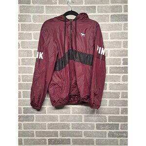 Pink‎ Victoria Secret Burgandy Womens Wind breaker Hoodie Size XSMALL